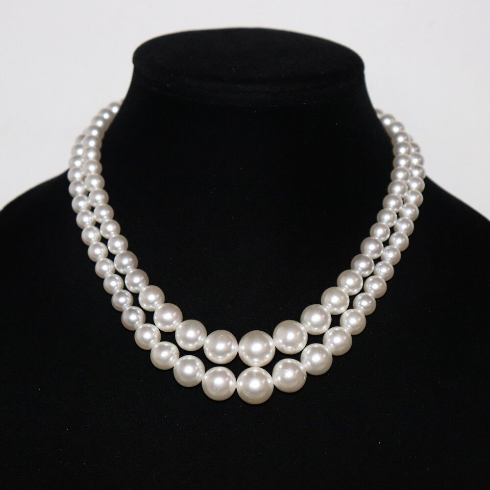 🤍📿✨ DOUBLE LAYERED PEARL NECKLACE · 16–19"